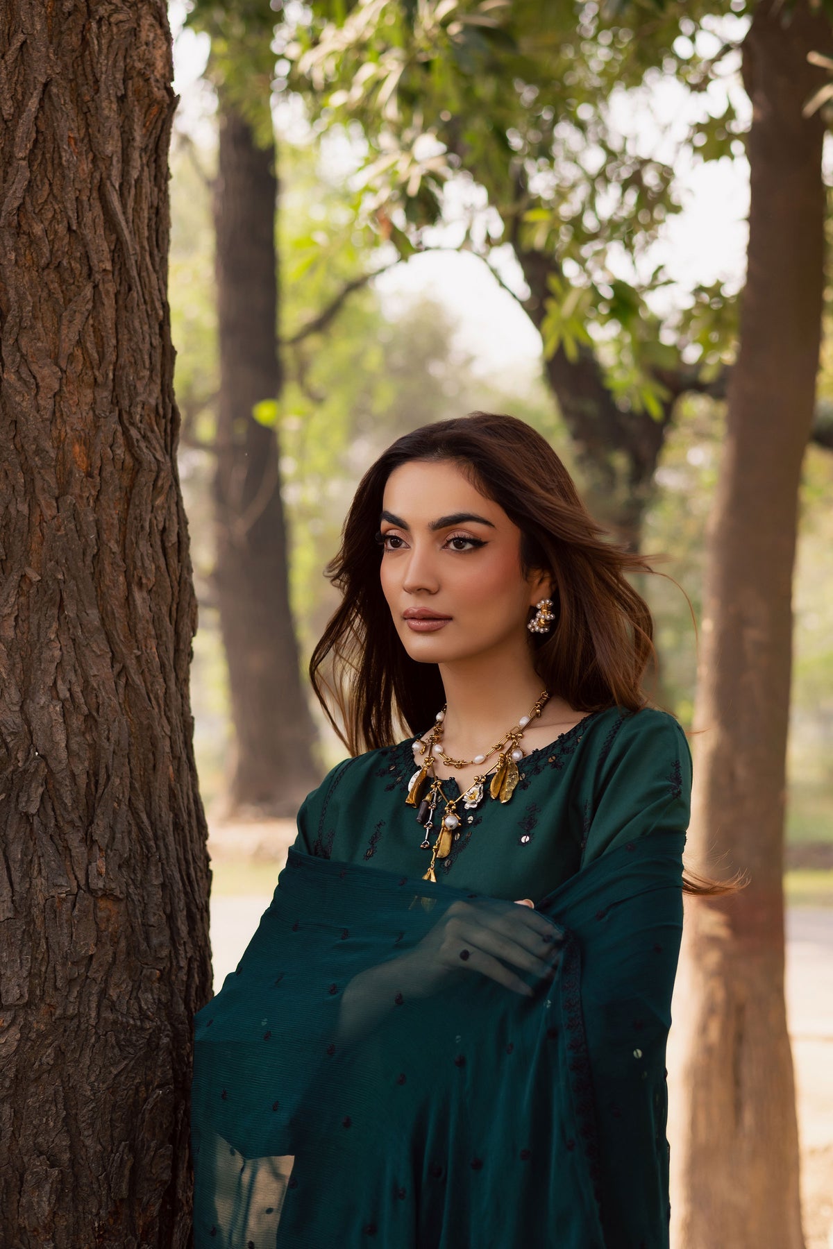 BATIK-3PC DHANAK EMBROIDERED SHIRT WITH DHANAK EMBROIDERED SHAWL AND TROUSER-BIC-5197