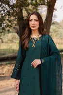 BATIK-3PC DHANAK EMBROIDERED SHIRT WITH DHANAK EMBROIDERED SHAWL AND TROUSER-BIC-5197