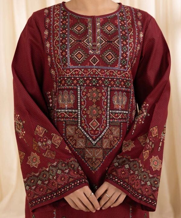 SAPPHIRE-3PC DHANAK EMBROIDERED SHIRT WITH COURTRAI WOLL PRINTED SHAWL AND TROUSER-BIC-4065