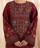 SAPPHIRE-3PC DHANAK EMBROIDERED SHIRT WITH COURTRAI PRINTED SHAWL AND TROUSER-BIC-4065
