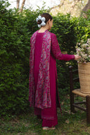 MANNAT-3PC DHANAK EMBROIDERED SHIRT WITH WOOL PRINTED SHAWL AND TROUSER-BIC-5219