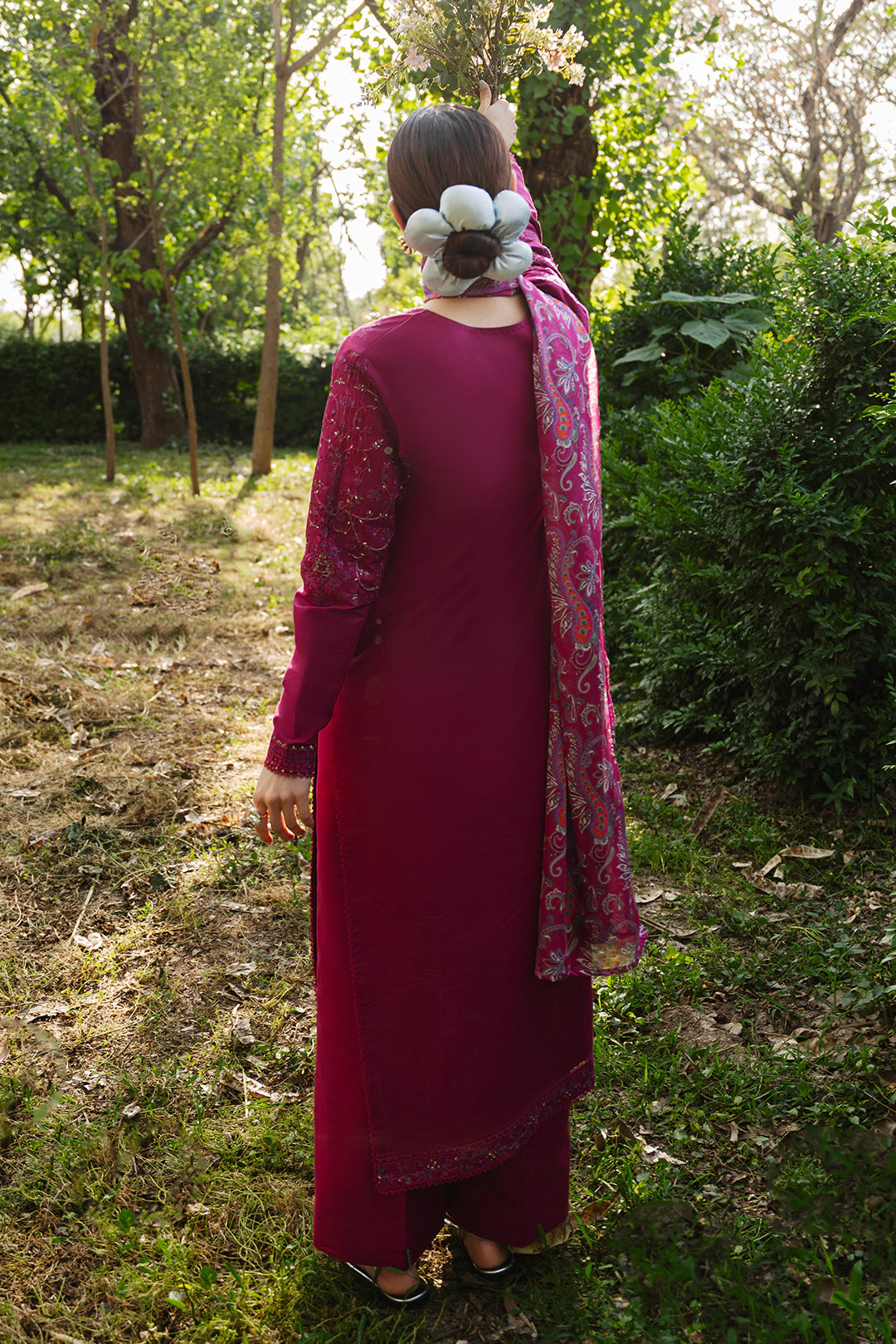 MANNAT-3PC DHANAK EMBROIDERED SHIRT WITH WOOL PRINTED SHAWL AND TROUSER-BIC-5219