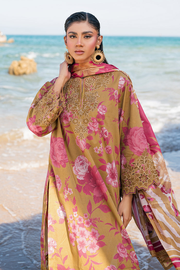 BAROQUE-3PC KHADDAR PRINTED EMB SHIRT WITH KHADDAR PRINTED DUPATTA AND PRINT TROUSER-BIC-2622