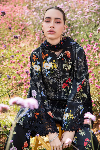 MARIA.B-3PC LAWN EMBROIDERED PRINTED SHIRT WITH CHIFFON PRINT DUPATTA AND PRINT TROUSER-BIC-2521