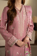 JAZMIN-3PC DHANAK EMBROIDERED SHIRT WITH WOOL PRINTED SHAWL AND TROUSER-BIC-5023