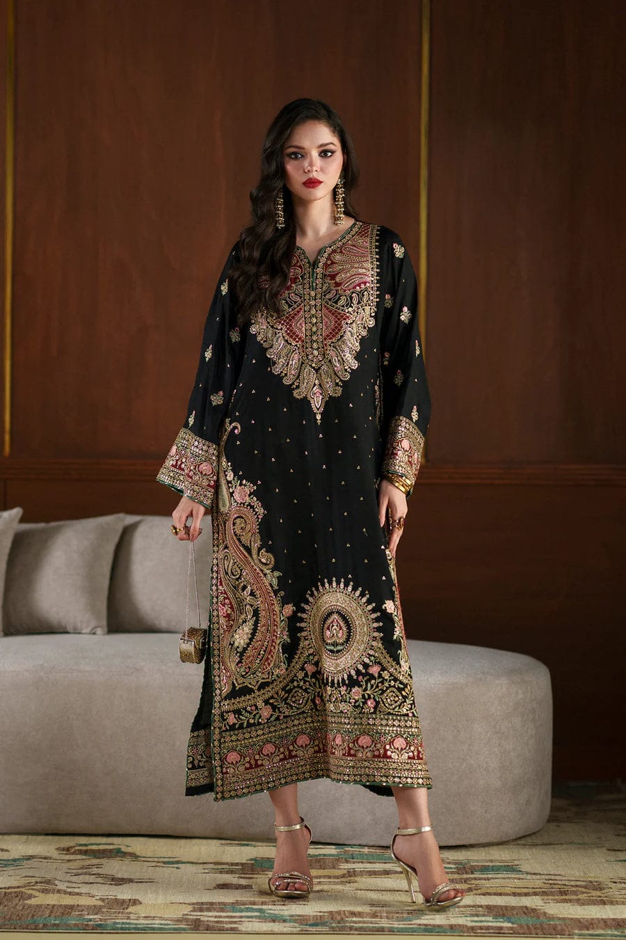 ETHNIC-SHEMOZ SILK 2PC -SHEMOZ SILK SHIRT EMBROIDRED AND SHEMOZ SILK TROUSER-15129