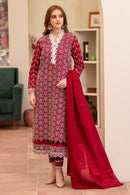 MIRAKHI-3PC LAWN CHIKENKARI EMBROIDERED SHIRT WITH LAWN TUBE SLUB DUPATTA-BIC-6500
