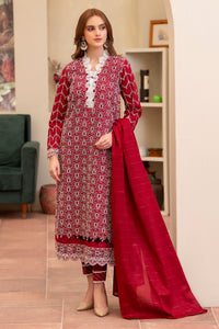 MIRAKHI-3PC LAWN CHIKENKARI EMBROIDERED SHIRT WITH LAWN TUBE SLUB DUPATTA-BIC-6500