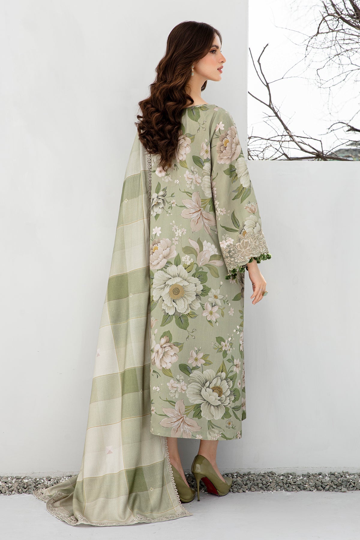 JAZMIN-3PC KHADDAR SHIRT WITH KHADDAR PRINT DUPATTA AND PRINT TROUSER-BIC-2559