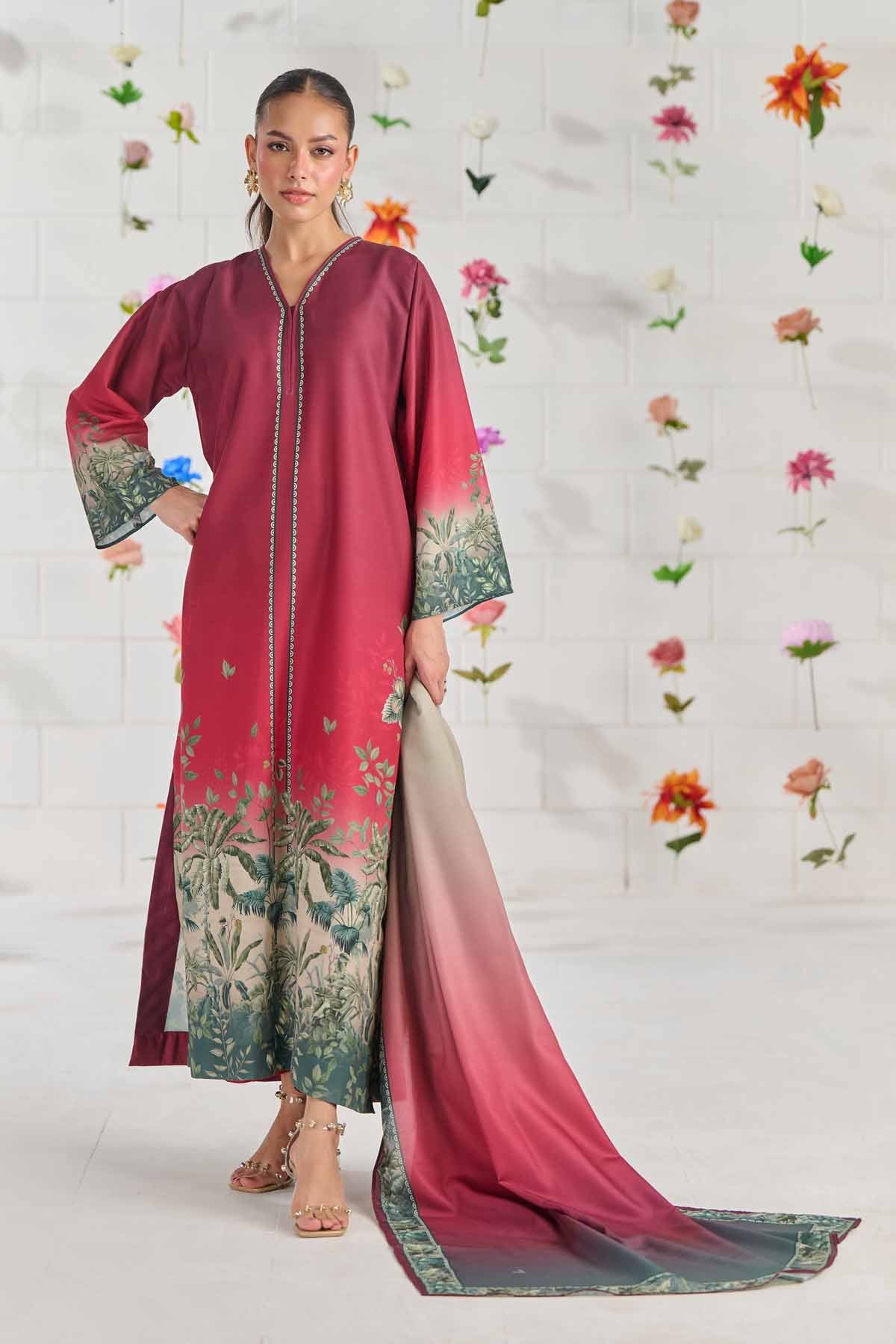 LULUSAR-3PC-SHAMOZE SILK PRINTED SHIRT WITH SILK PRINTED DUPATTA AND SILK TROUSER-BIC-9016