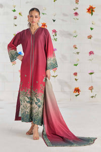 LULUSAR-3PC-SHAMOZE SILK PRINTED SHIRT WITH SILK PRINTED DUPATTA AND SILK TROUSER-BIC-9016