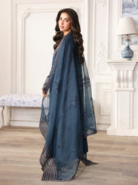 MOHAGNI-3PC LAWN PRINTED EMBROIDERED SHIRT WITH ORGANZA EMBROIDERED DUPATTA AND PRINT TROUSER-5