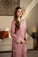 JAZMIN-3PC DHANAK EMBROIDERED SHIRT WITH WOOL PRINTED SHAWL AND TROUSER-BIC-5023