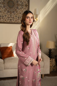 JAZMIN-3PC DHANAK EMBROIDERED SHIRT WITH WOOL PRINTED SHAWL AND TROUSER-BIC-5023