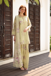 IZNIK-3PC LAWN PRINTED EMB SHIRT WITH SILK PRINTED DUPATTA AND TROUSER-BIC-041