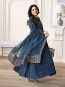 MOHAGNI-3PC LAWN PRINTED EMBROIDERED SHIRT WITH ORGANZA EMBROIDERED DUPATTA AND PRINT TROUSER-5