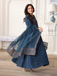 MOHAGNI-3PC LAWN PRINTED EMBROIDERED SHIRT WITH ORGANZA EMBROIDERED DUPATTA AND PRINT TROUSER-5