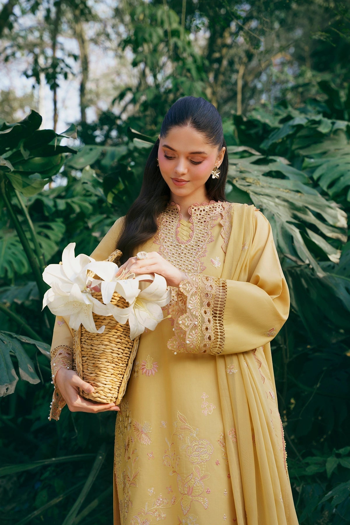 GARNET-3PC LAWN EMBROIDERED SHIRT WITH KHAADI NET EMBROIDERED DUPATTA AND TROUSER-BIC-4831