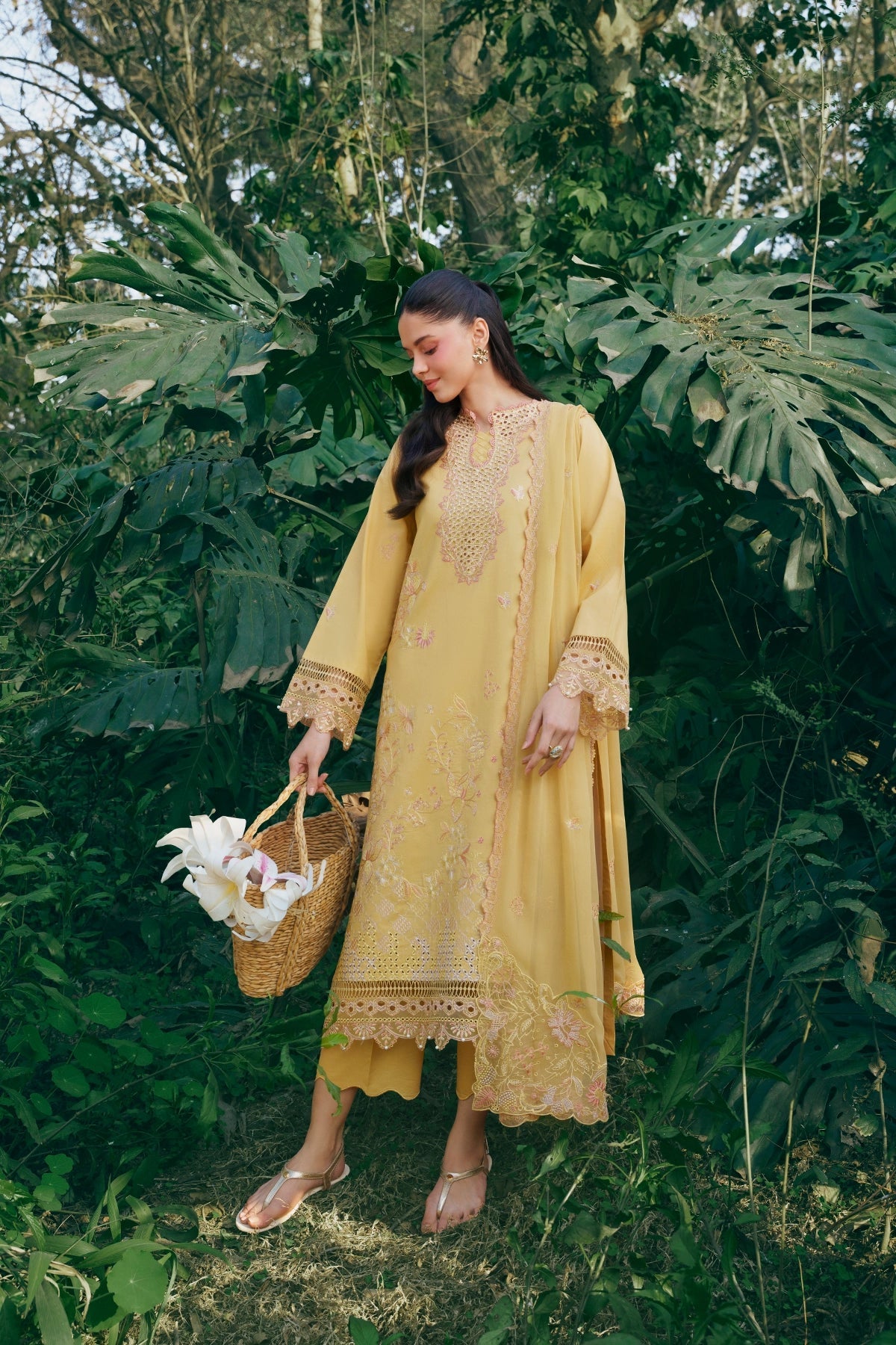 GARNET-3PC LAWN EMBROIDERED SHIRT WITH KHAADI NET EMBROIDERED DUPATTA AND TROUSER-BIC-4831