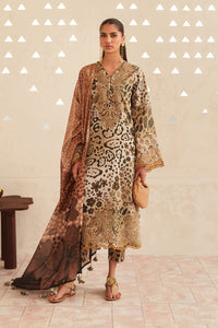BAROQUE-3PC LAWN DIGITAL PRINTED EMB SHIRT WITH SILK PRINTED DUPATTA AND PRINTED TROUSER-BIC-023