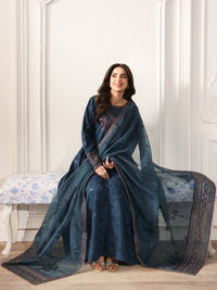 MOHAGNI-3PC LAWN PRINTED EMBROIDERED SHIRT WITH ORGANZA EMBROIDERED DUPATTA AND PRINT TROUSER-5