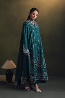 ZIVA-3PC DHANAK EMBROIDERED SHIRT WITH DHANAK EMBROIDERED SHAWL AND TROUSER-BIC-5257