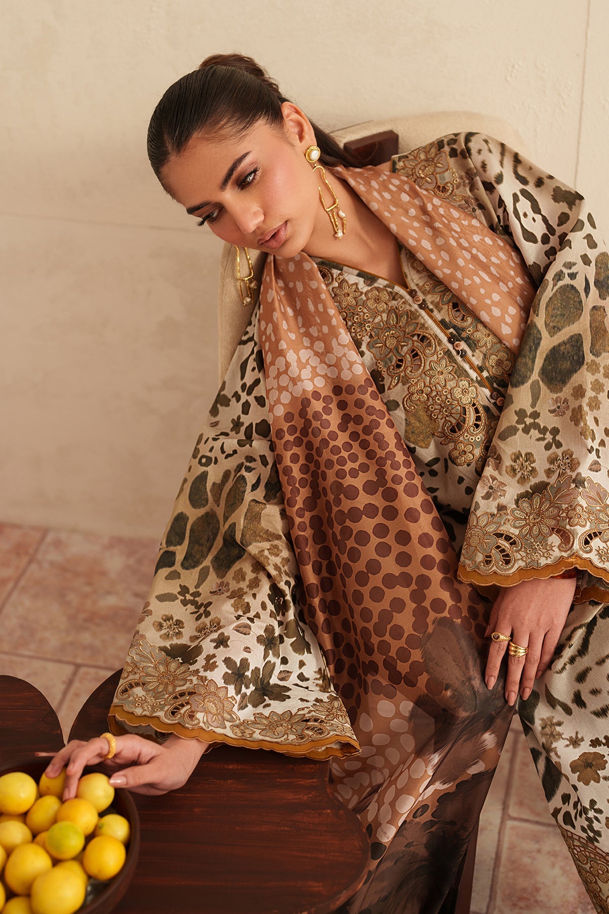 BAROQUE-3PC LAWN DIGITAL PRINTED EMB SHIRT WITH SILK PRINTED DUPATTA AND PRINTED TROUSER-BIC-023