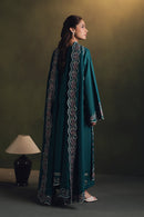 ZIVA-3PC DHANAK EMBROIDERED SHIRT WITH DHANAK EMBROIDERED SHAWL AND TROUSER-BIC-5257