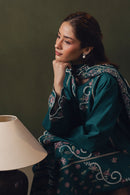ZIVA-3PC DHANAK EMBROIDERED SHIRT WITH DHANAK EMBROIDERED SHAWL AND TROUSER-BIC-5257