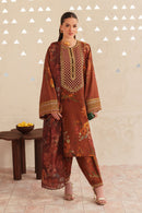 BAROQUE-3PC LAWN DIGITAL PRINTED EMB SHIRT WITH SILK PRINTED DUPATTA AND PRINTED TROUSER-BIC-022