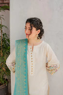 AISLING - 3PC DHANAK EMBROIDERED SHIRT WITH COUTURE WOOL PRINT SHAWL AND EMB TROUSER-BIC-3116