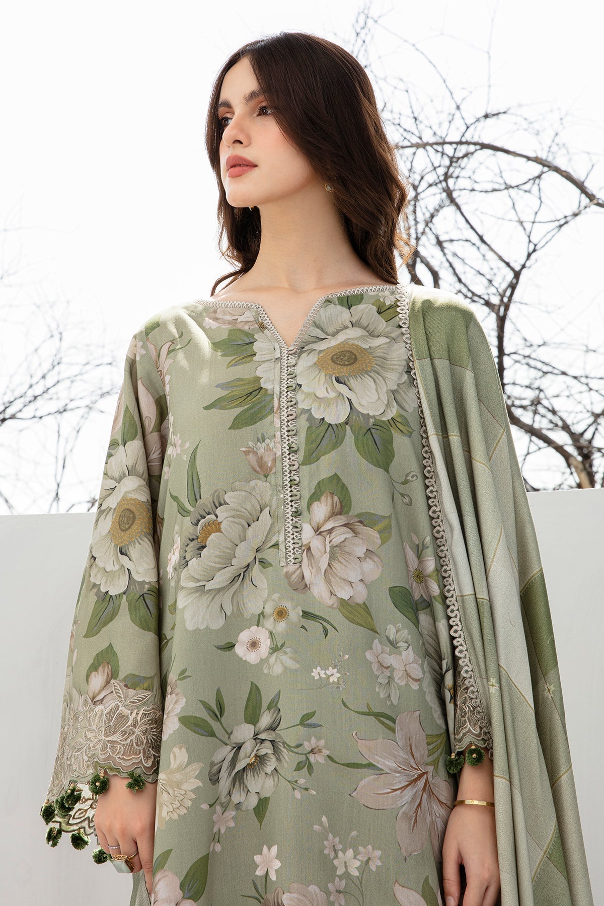 JAZMIN-3PC KHADDAR SHIRT WITH KHADDAR PRINT DUPATTA AND PRINT TROUSER-BIC-2559
