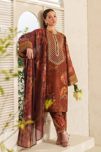 BAROQUE-3PC LAWN DIGITAL PRINTED EMB SHIRT WITH SILK PRINTED DUPATTA AND PRINTED TROUSER-BIC-022