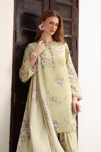 IZNIK-3PC LAWN PRINTED EMB SHIRT WITH SILK PRINTED DUPATTA AND TROUSER-BIC-041
