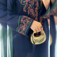 BRANDSINN-3PC DHANAK EMBROIDERED SHIRT WITH BAMBER CHIFFON DUPATTA AND EMB TROUSER-BIC-4076