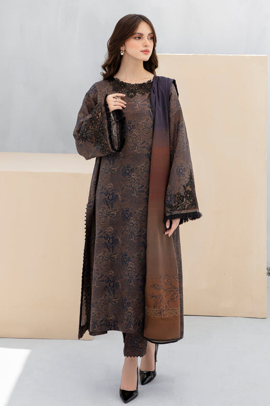 BAROQUE-3PC KHADDAR PRINTED EMB SHIRT WITH KHADDAR PRINT DUPATTA AND PRINT TROUSER-BIC-2603