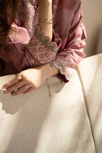 JAZMIN-3PC DHANAK EMBROIDERED SHIRT WITH WOOL PRINTED SHAWL AND TROUSER-BIC-5023