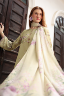 IZNIK-3PC LAWN PRINTED EMB SHIRT WITH SILK PRINTED DUPATTA AND TROUSER-BIC-041