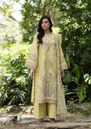 ELAF-3PC LAWN EMBROIDERED SHIRT WITH SILK PRINTED EMB DUPATTA AND TROUSER-BIC-4912