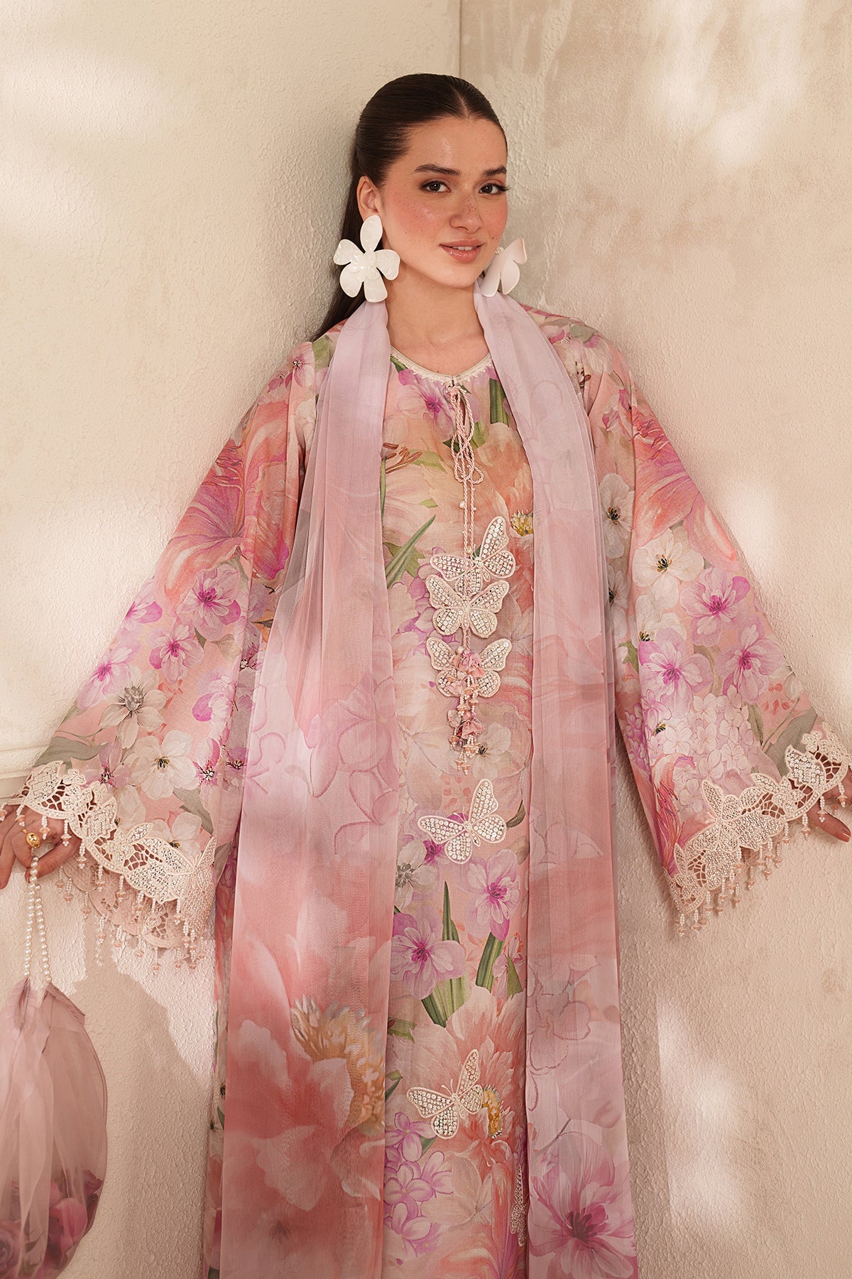 BAROQUE-3PC LAWN DIGITAL PRINTED EMB SHIRT WITH SILK PRINTED DUPATTA AND TROUSER-BIC-054