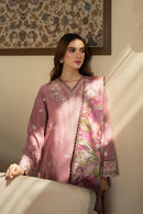 JAZMIN-3PC DHANAK EMBROIDERED SHIRT WITH WOOL PRINTED SHAWL AND TROUSER-BIC-5023