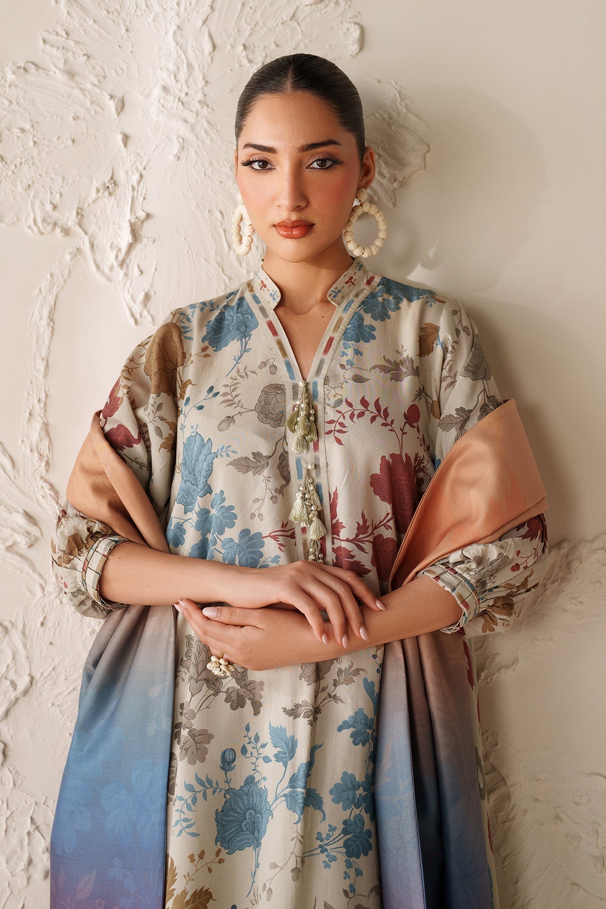 BAROQUE-3PC VISCOSE PRINTED SHIRT WITH VISCOSE PRINTED DUPATTA AND TROUSER-BIC