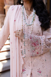 QALAMQAR-3PC LAWN CHIKANKAARI EMBROIDERED SHIRT WITH KHAADI NET EMBROIDERED DUPATTA AND TROUSER-BIC-4660