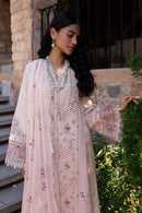 QALAMQAR-3PC LAWN CHIKANKAARI EMBROIDERED SHIRT WITH KHAADI NET EMBROIDERED DUPATTA AND TROUSER-BIC-4660