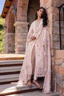 QALAMQAR-3PC LAWN CHIKANKAARI EMBROIDERED SHIRT WITH KHAADI NET EMBROIDERED DUPATTA AND TROUSER-BIC-4660