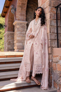 QALAMQAR-3PC LAWN CHIKANKAARI EMBROIDERED SHIRT WITH KHAADI NET EMBROIDERED DUPATTA AND TROUSER-BIC-4660