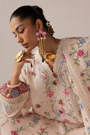 ELAN-3PC DHANAK EMBROIDERED SHIRT WITH KHADDI NET EMB DUPATTA & TROUSER-BIC-5187