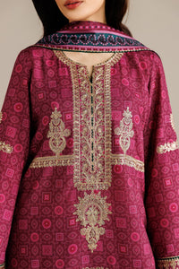 JAZMIN-3PC LAWN PRINTED EMBROIDERED SHIRT WITH BLOSSOM PRINT DUPATTA AND PRINT EMB TROUSER-BIC-005