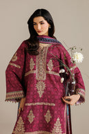 JAZMIN-3PC LAWN PRINTED EMBROIDERED SHIRT WITH BLOSSOM PRINT DUPATTA AND PRINT EMB TROUSER-BIC-005