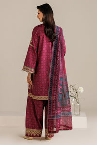 JAZMIN-3PC LAWN PRINTED EMBROIDERED SHIRT WITH BLOSSOM PRINT DUPATTA AND PRINT EMB TROUSER-BIC-005